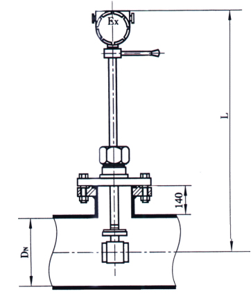 插入式蒸汽流量計(jì)剖面圖
